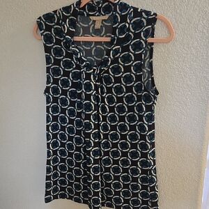 Banana Republic Black and White Tie Front Blouse